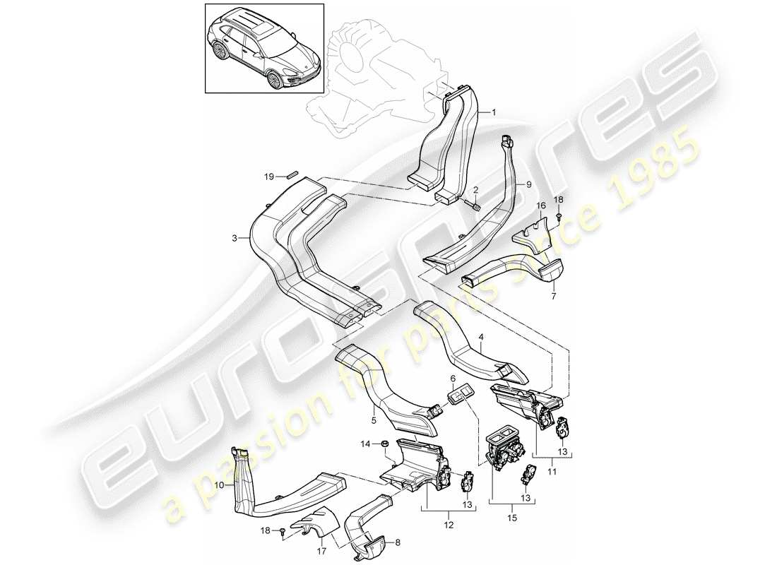 porsche cayenne e2 (2012) air distributor parts diagram