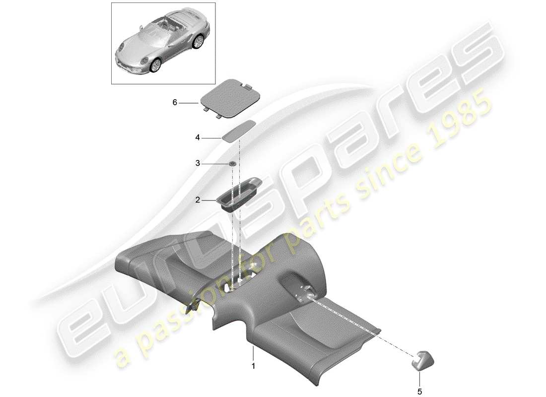 porsche 991 turbo (2020) back seat cushion parts diagram