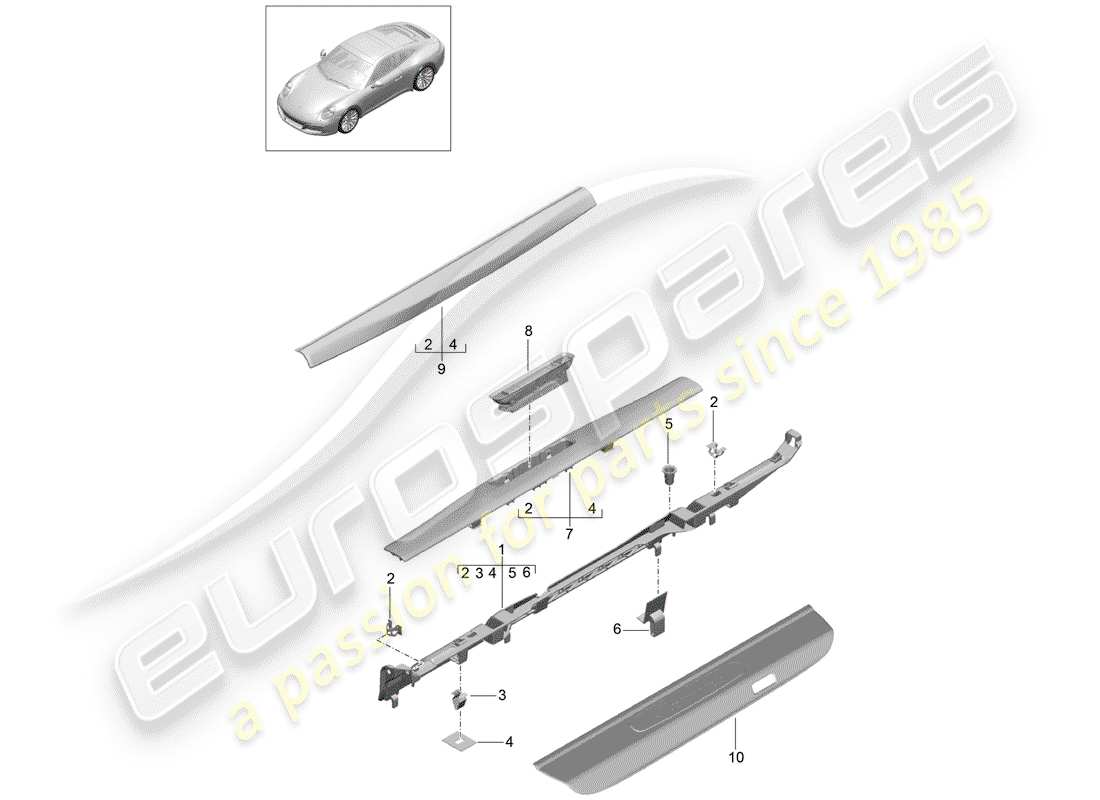 porsche 991 gen. 2 (2019) lining part diagram