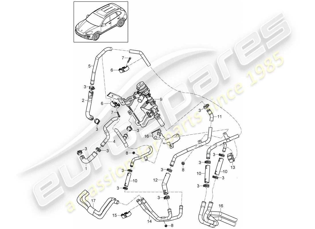 porsche cayenne e2 (2016) heater part diagram