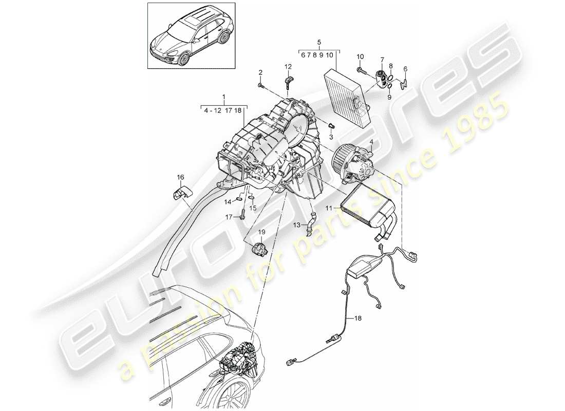 porsche cayenne e2 (2012) air conditioner part diagram