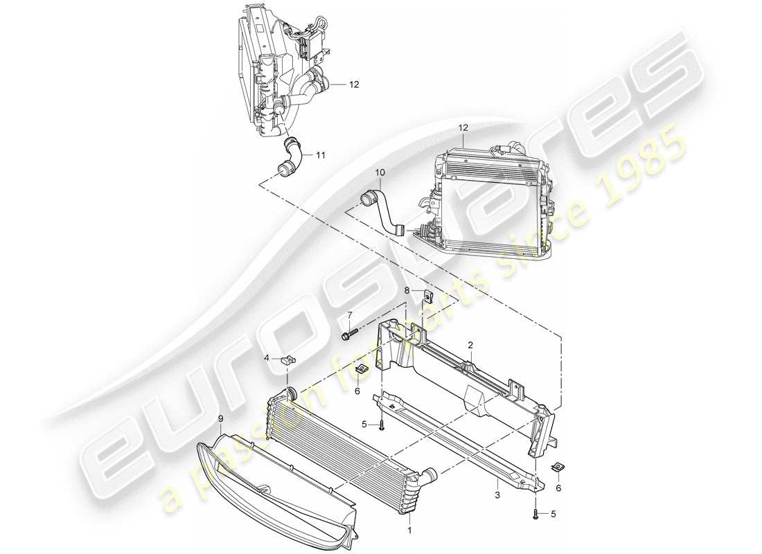 porsche cayman 987 (2006) radiator part diagram