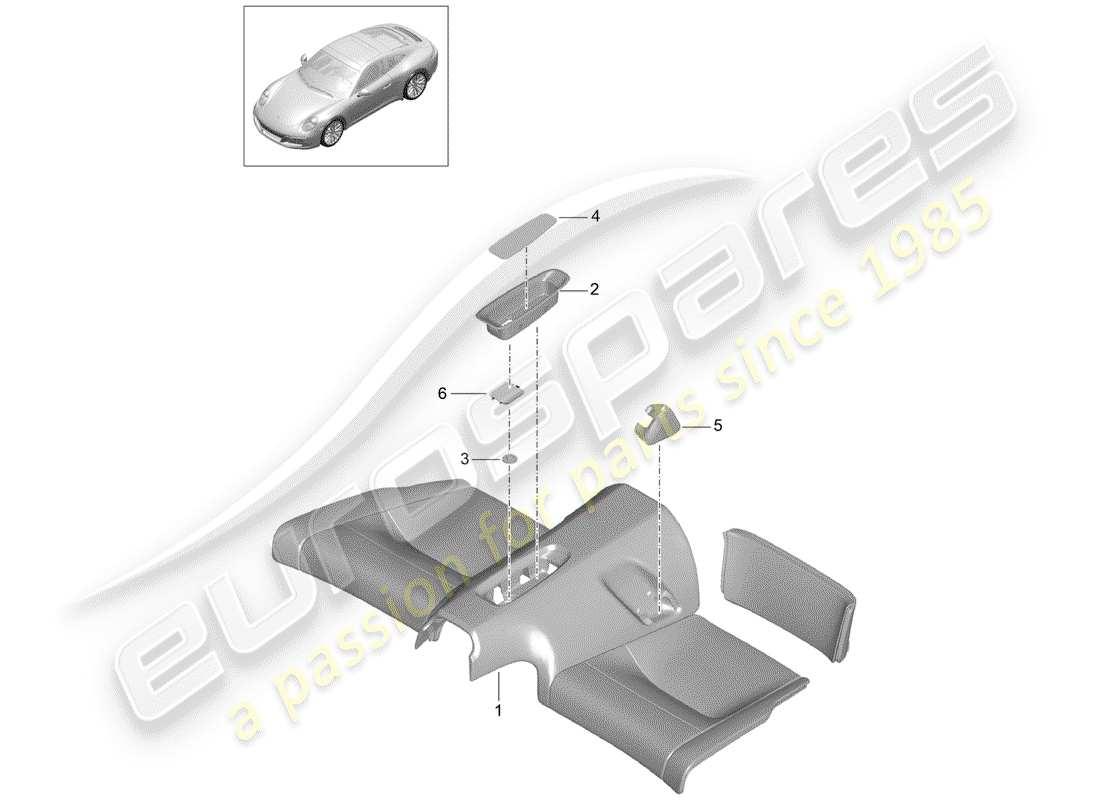 porsche 991 gen. 2 (2017) back seat cushion parts diagram
