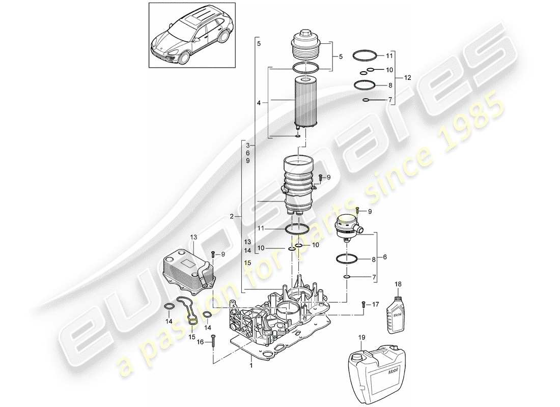 porsche cayenne e2 (2012) oil filter part diagram