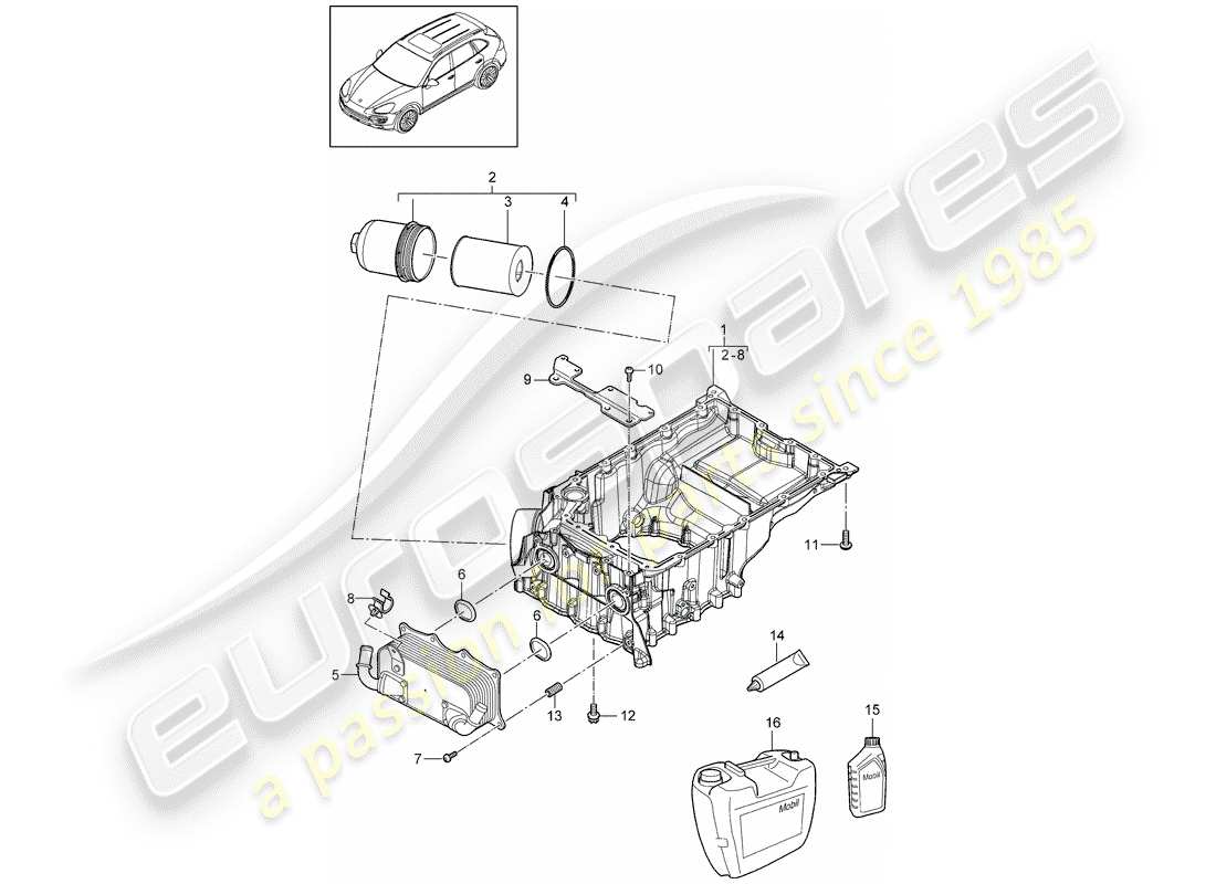 porsche cayenne e2 (2013) oil-conducting housing part diagram