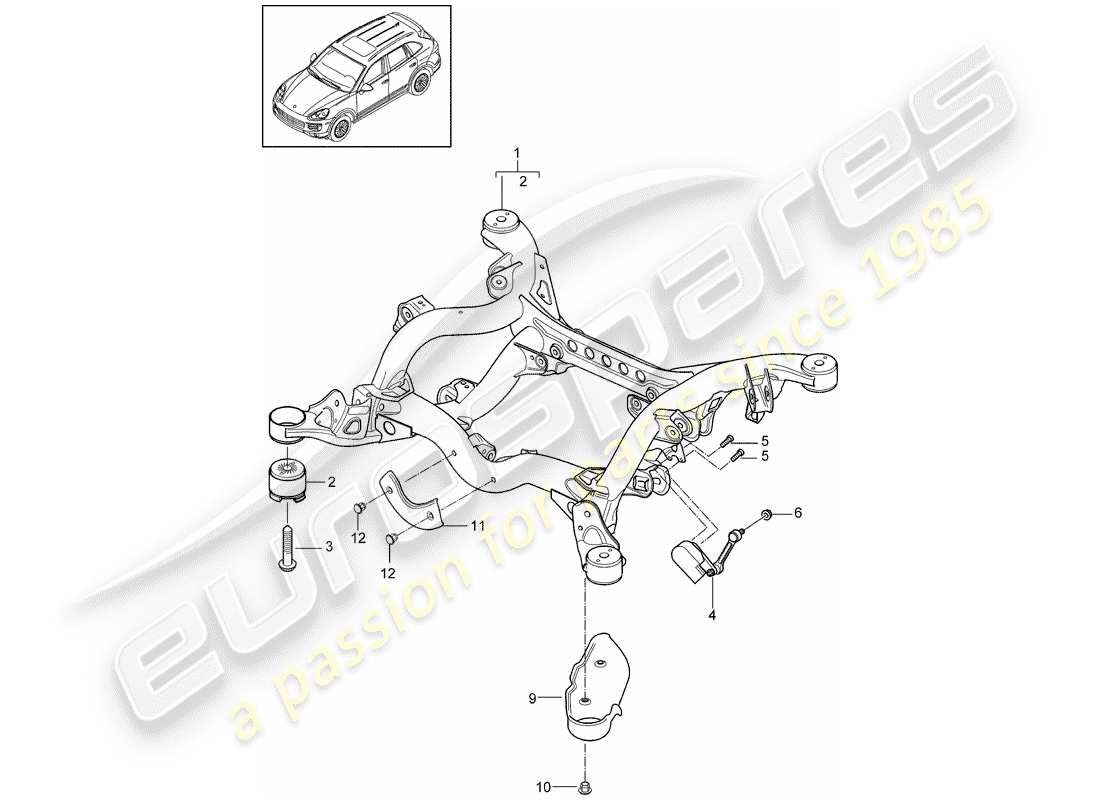 porsche cayenne e2 (2015) rear axle part diagram
