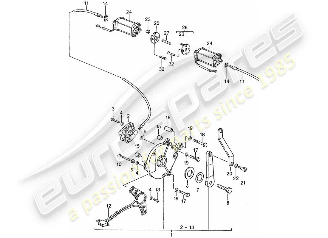 porsche 944 (1989) convertible top control - electric part diagram