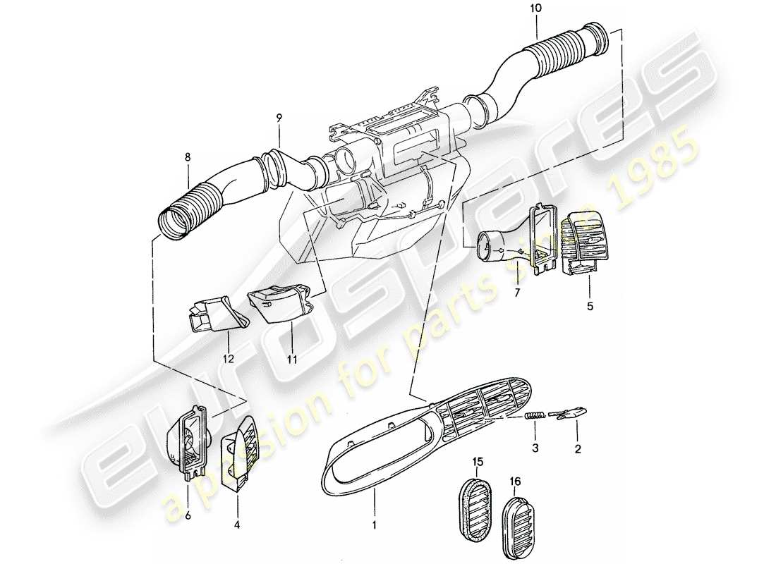 porsche 944 (1989) air duct part diagram