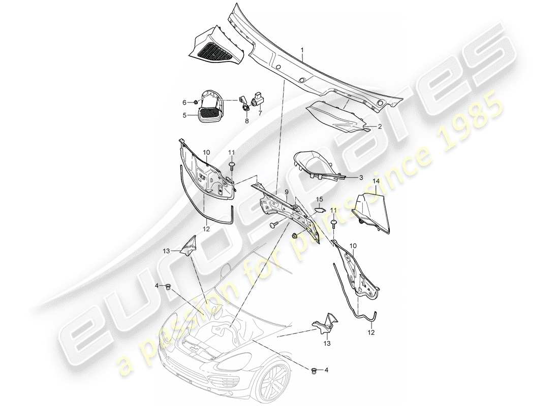 porsche cayenne e2 (2012) cover part diagram