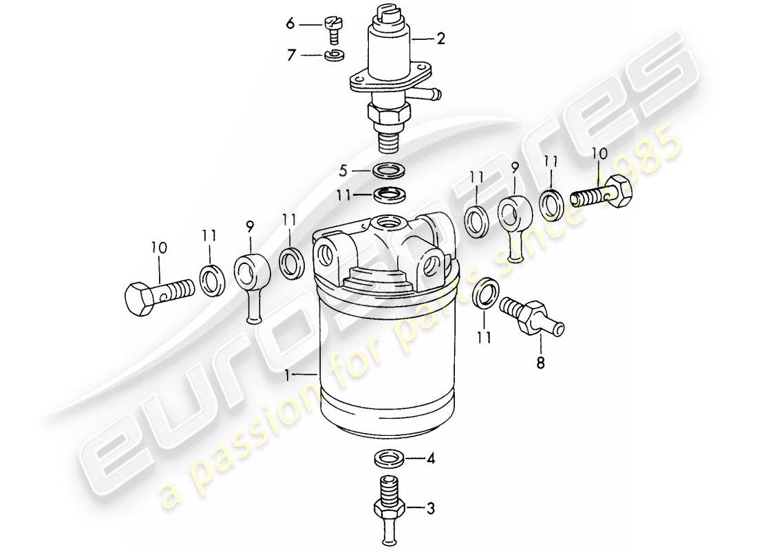 porsche 911/912 (1968) repair material - for - fuel filter - - bosch - - d - mj 1969>> parts diagram