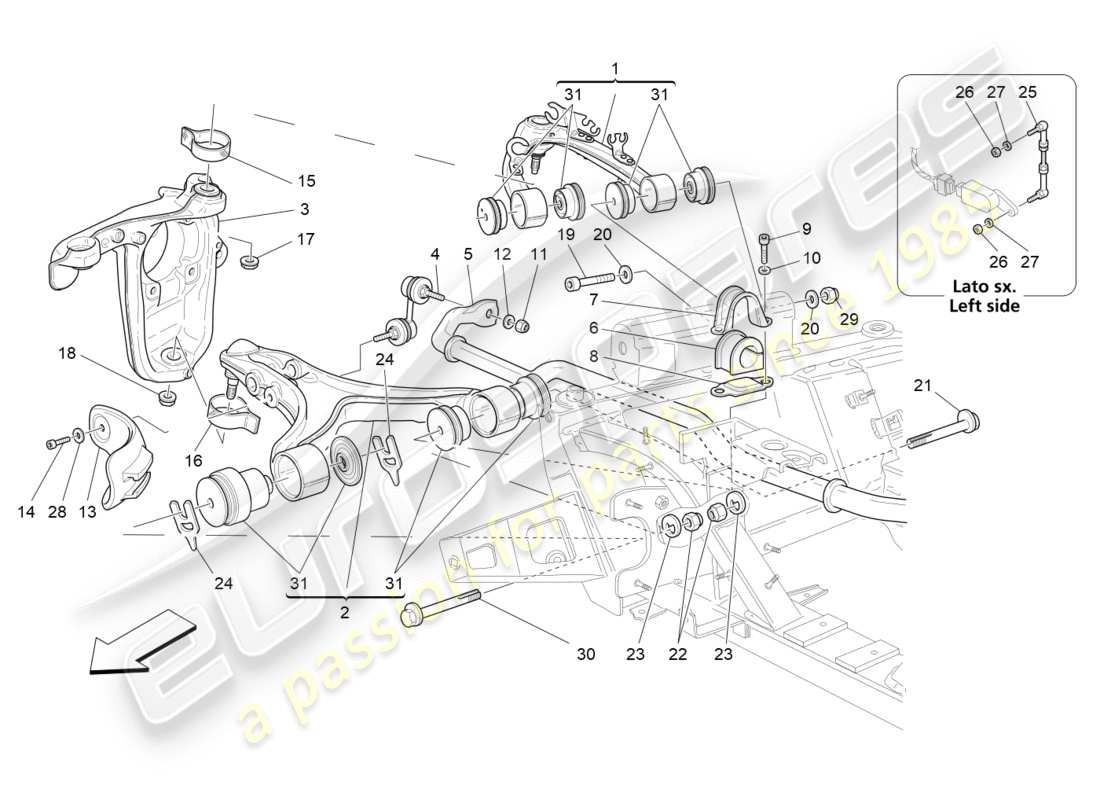 maserati qtp 3.0 tds v6 275hp (2015) front suspension part diagram