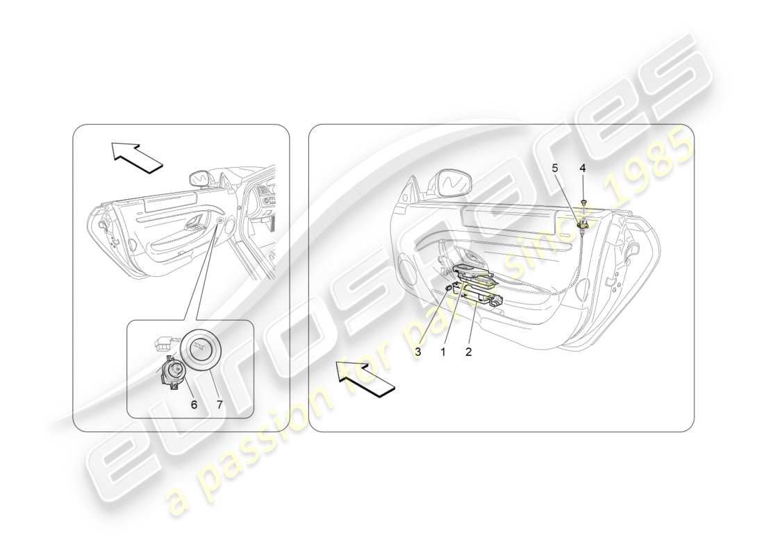 maserati granturismo (2009) door devices parts diagram