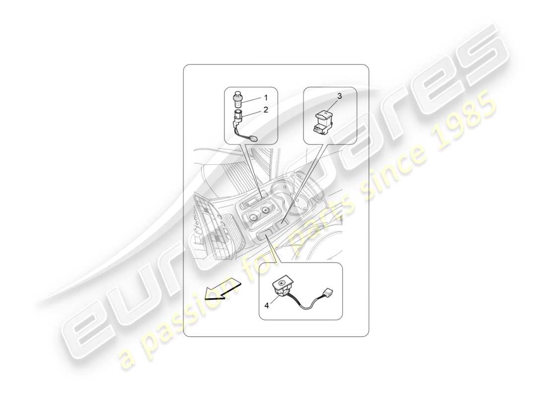 maserati granturismo (2009) centre console devices part diagram