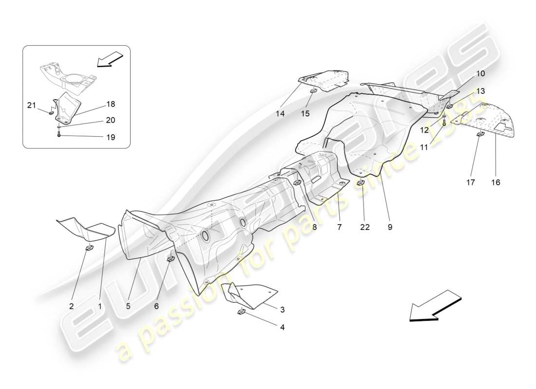 maserati granturismo (2011) thermal insulating panels parts diagram