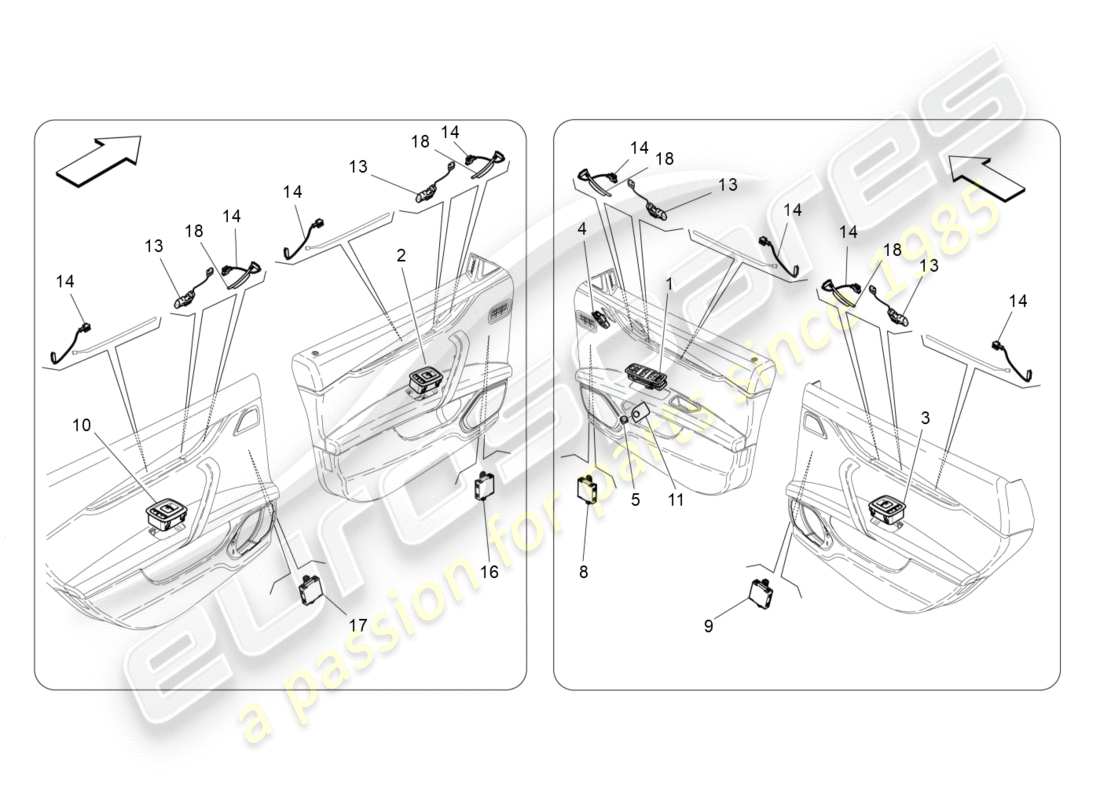 maserati qtp 3.0 bt v6 410hp (2014) door devices part diagram