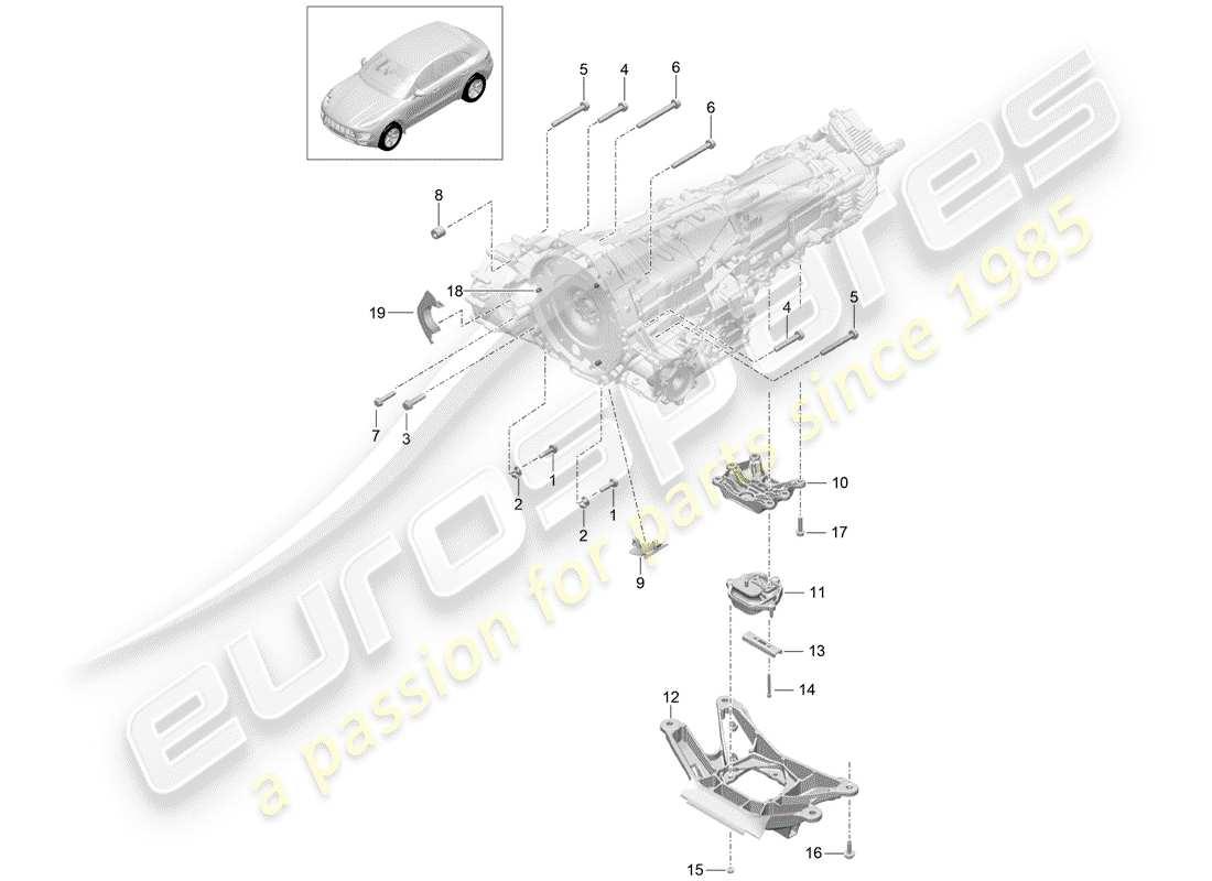 porsche macan (2014) mounting parts for engine and part diagram