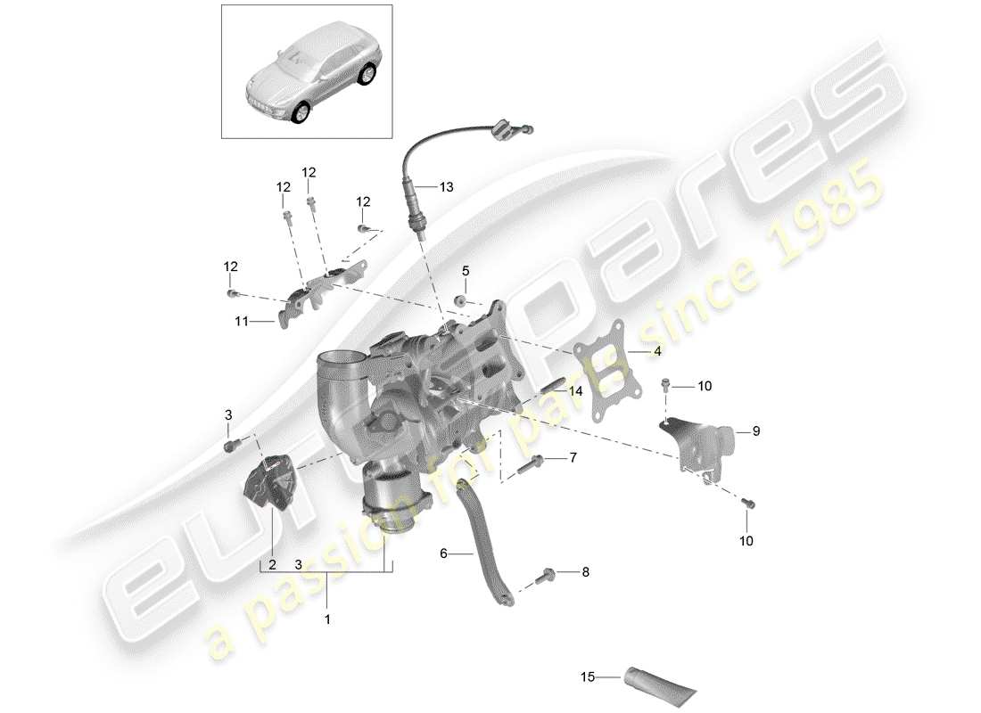 porsche macan (2018) exhaust gas turbocharger part diagram