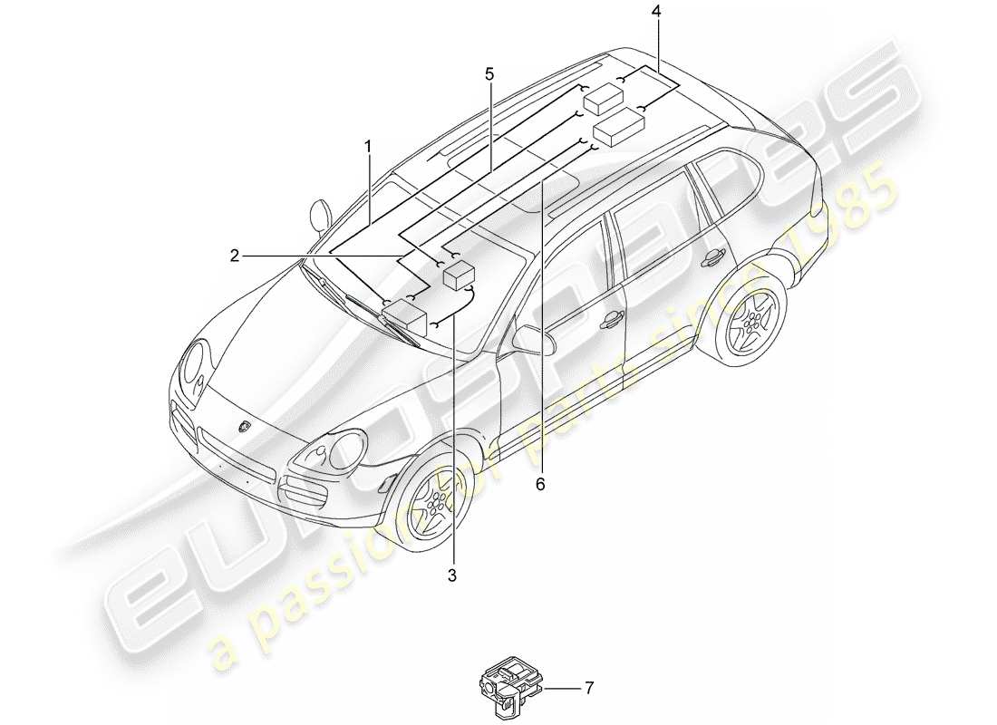 porsche cayenne (2003) light fibre optic part diagram