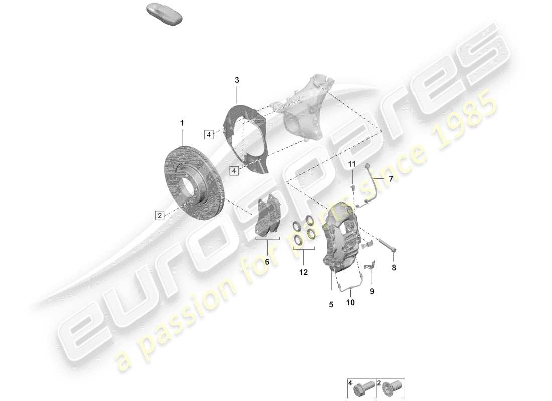 porsche 2020 disc brakes parts diagram