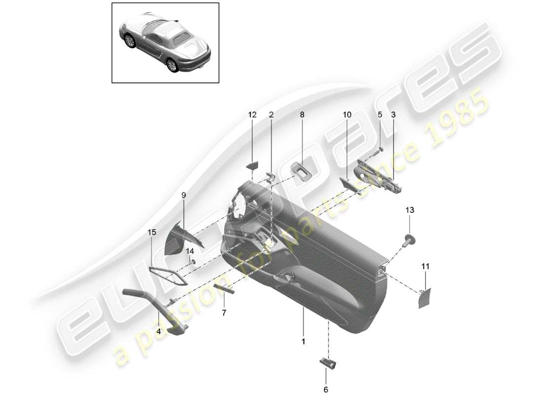porsche 718 boxster (2017) door trim parts diagram