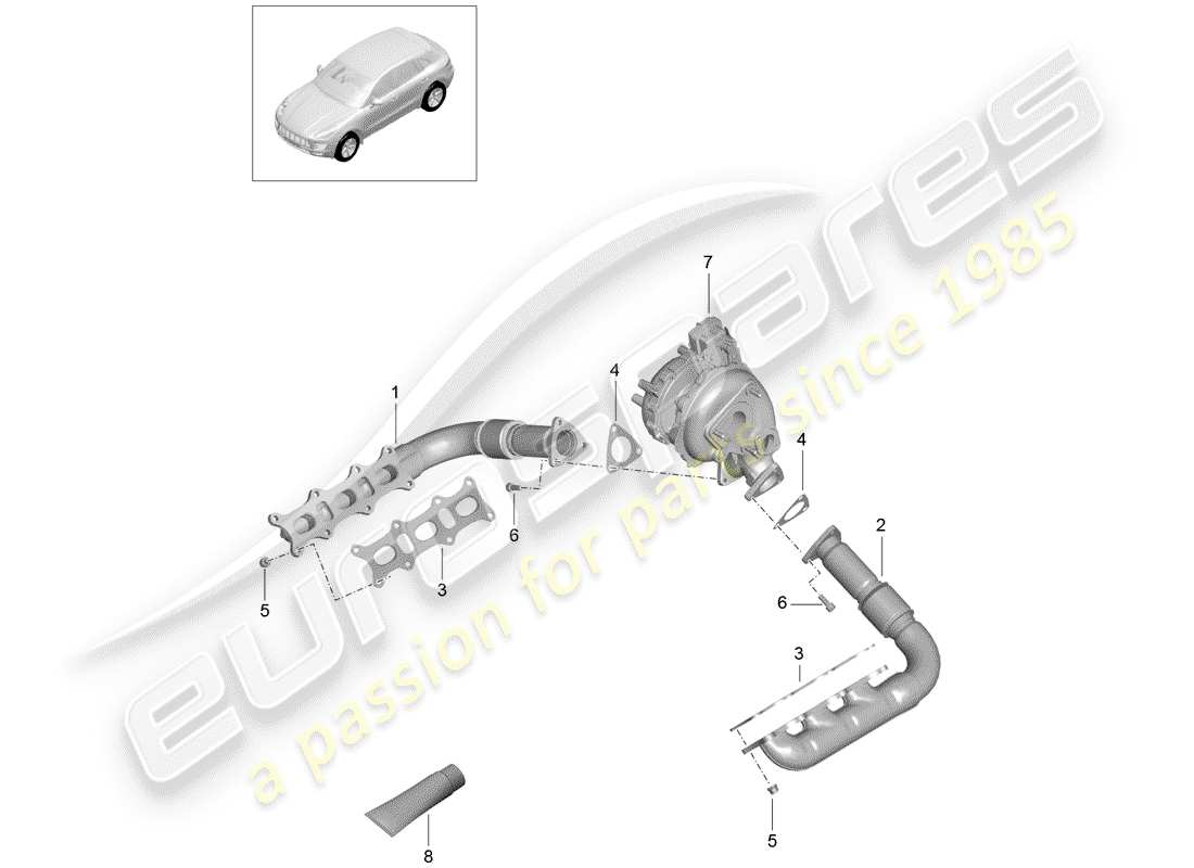 porsche macan (2017) exhaust system parts diagram