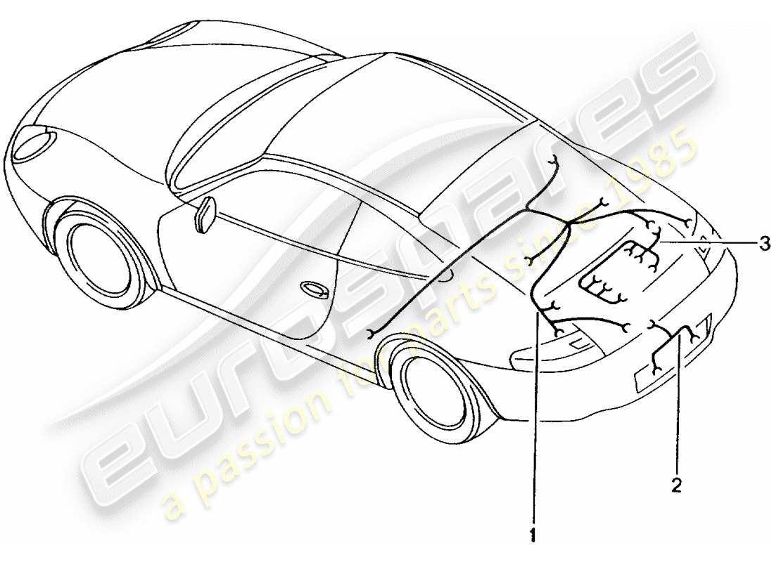 porsche 996 gt3 (2002) wiring harnesses - rear end - license plate light - engine - repair kit - anti-locking brake syst. -abs- - brake pad wear indicator - rear axle part diagram