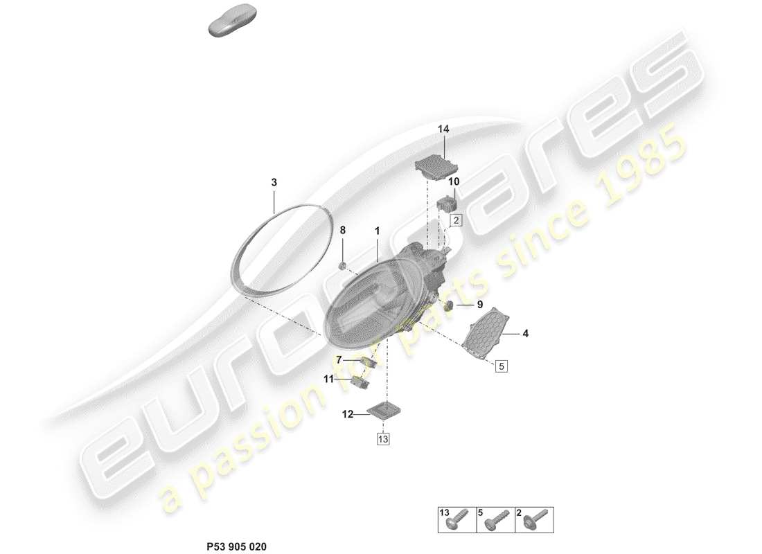 porsche 992 (2020) led headlight with part diagram