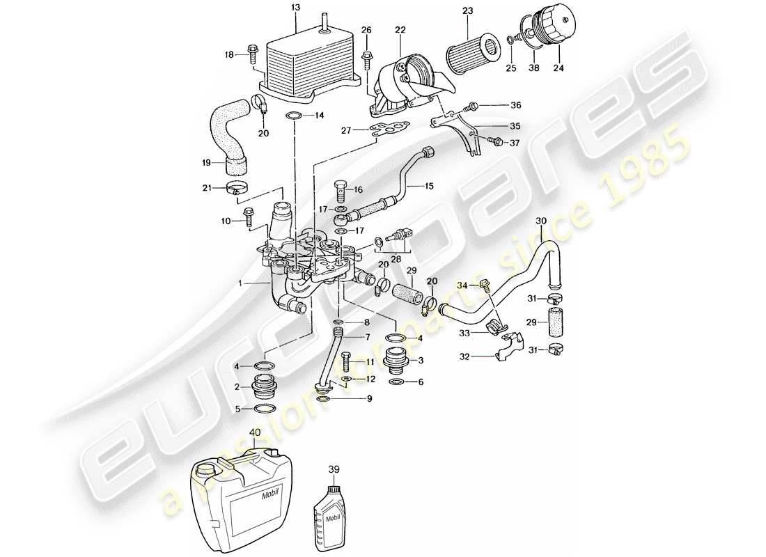 porsche 996 gt3 (2002) oil filter - bracket part diagram