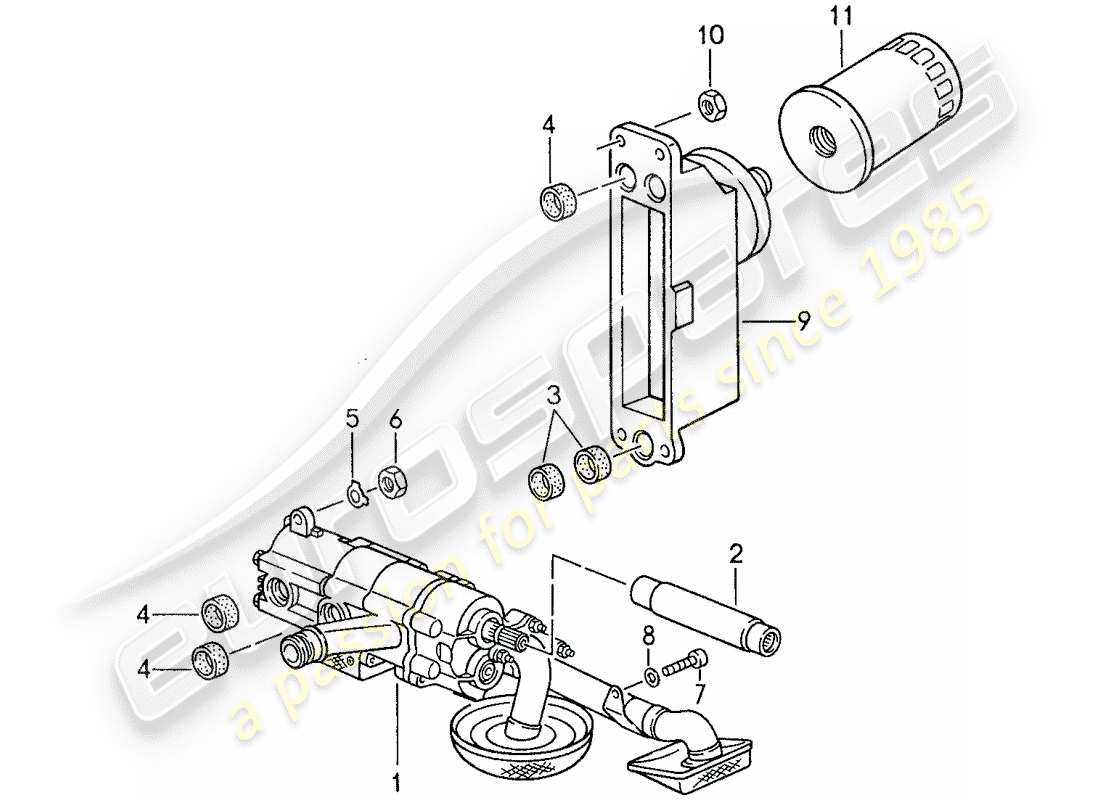 porsche 959 (1988) engine lubrication - oil pump - engine part diagram