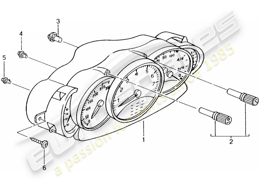 porsche 996 (2004) instrument cluster - complete parts diagram