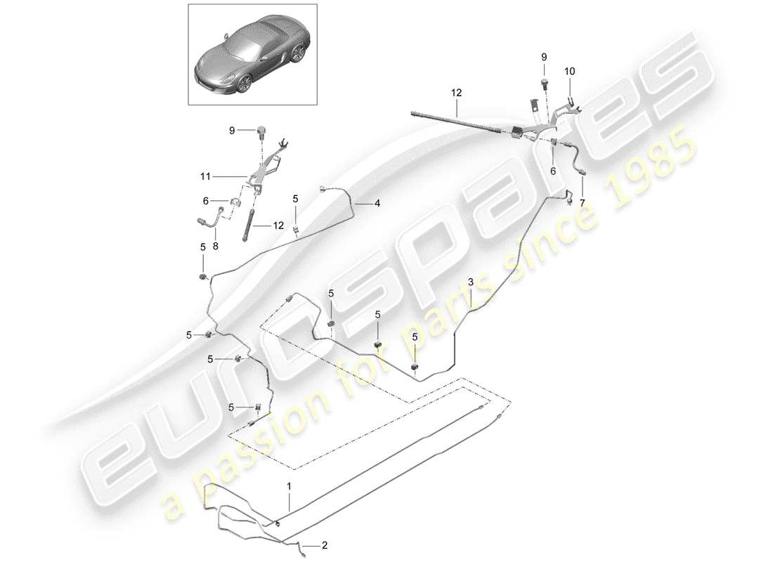 porsche boxster 981 (2015) brake lines parts diagram