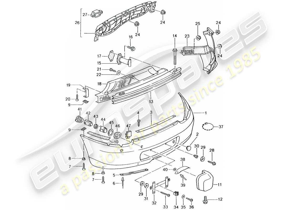 porsche boxster 986 (1997) bumper part diagram