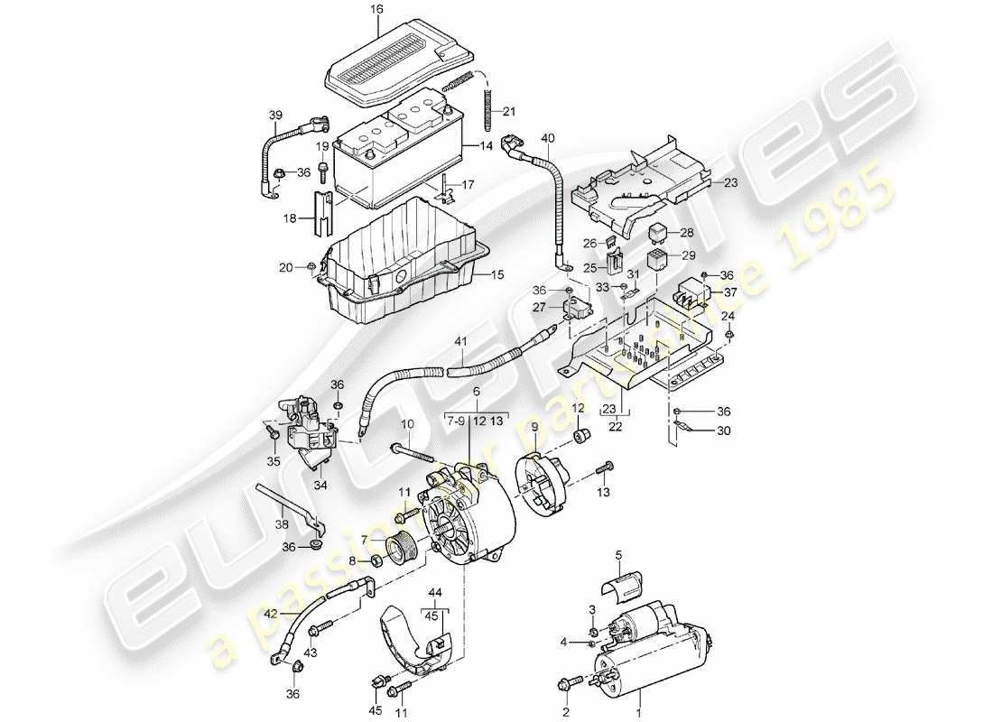 porsche cayenne (2006) battery parts diagram