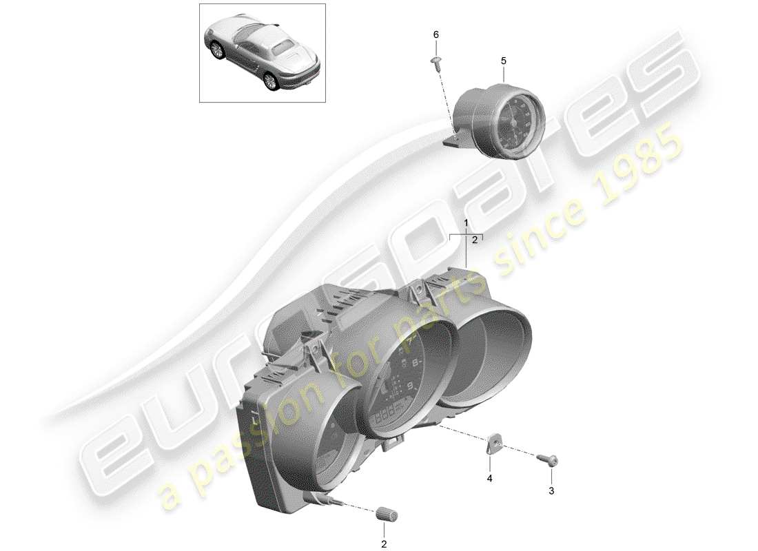 porsche 718 boxster (2020) instrument cluster part diagram