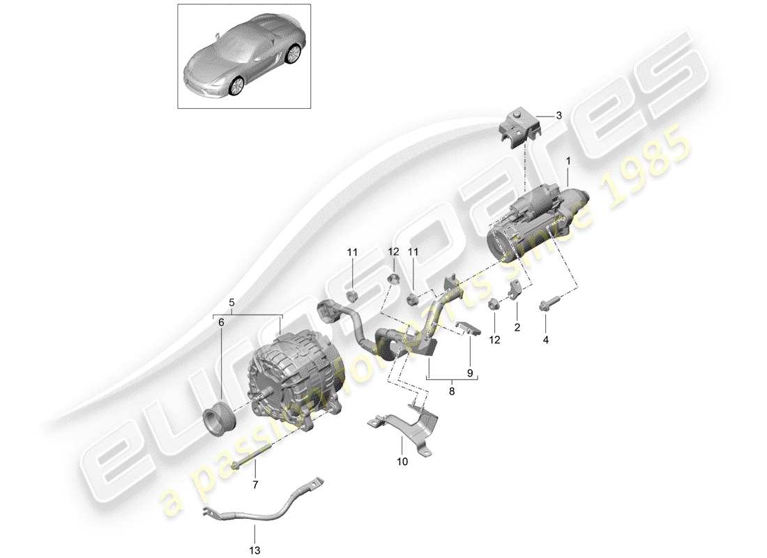 porsche 2016 starter parts diagram