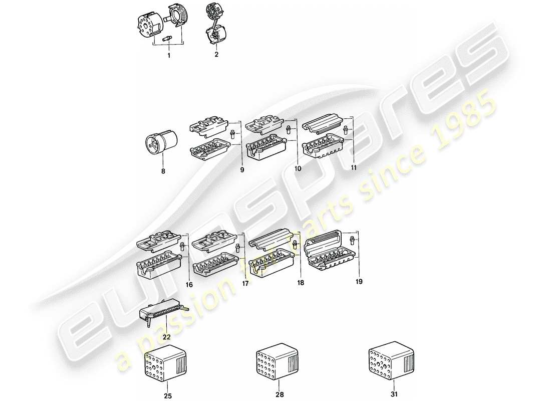 porsche 944 (1988) connector housing parts diagram