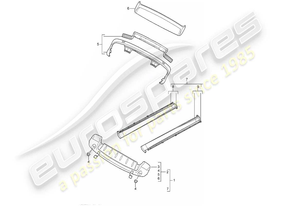 porsche tequipment cayenne (2009) sport design package parts diagram