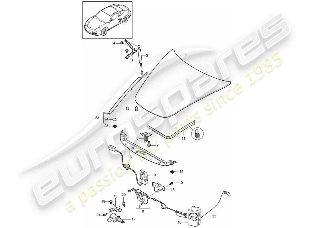 porsche cayman 987 (2010) cover parts diagram