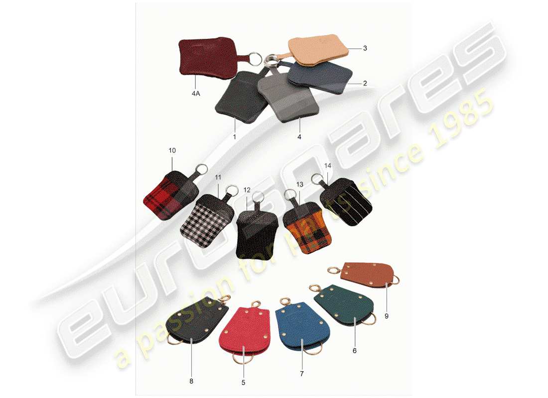 porsche classic accessories (2013) schluessel-etui - leather part diagram