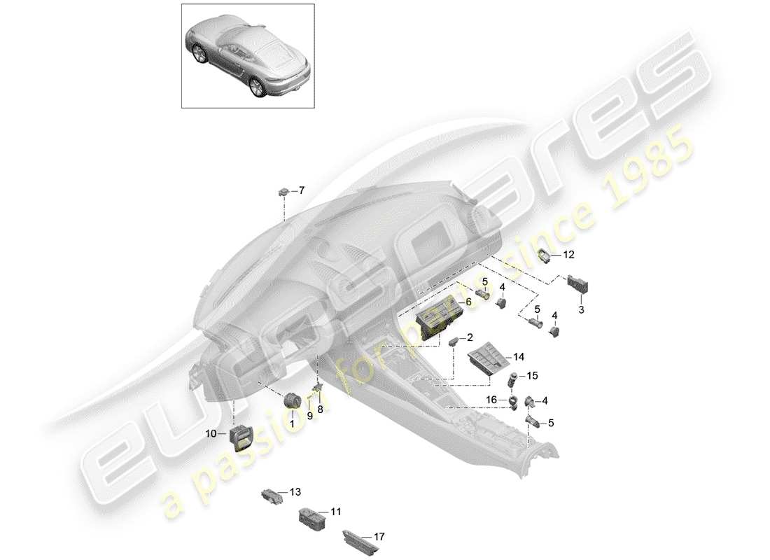 porsche 718 cayman (2018) switch parts diagram