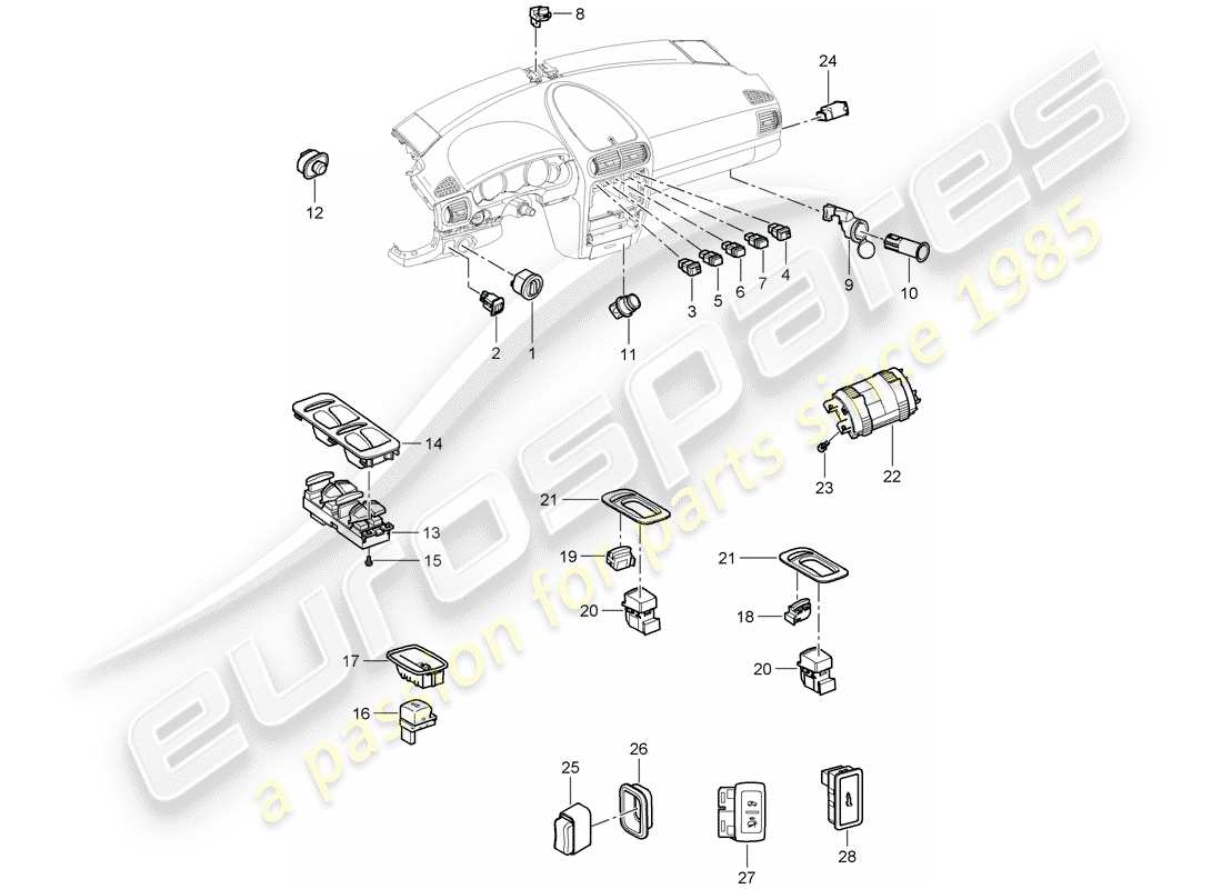 porsche cayenne (2010) switch part diagram