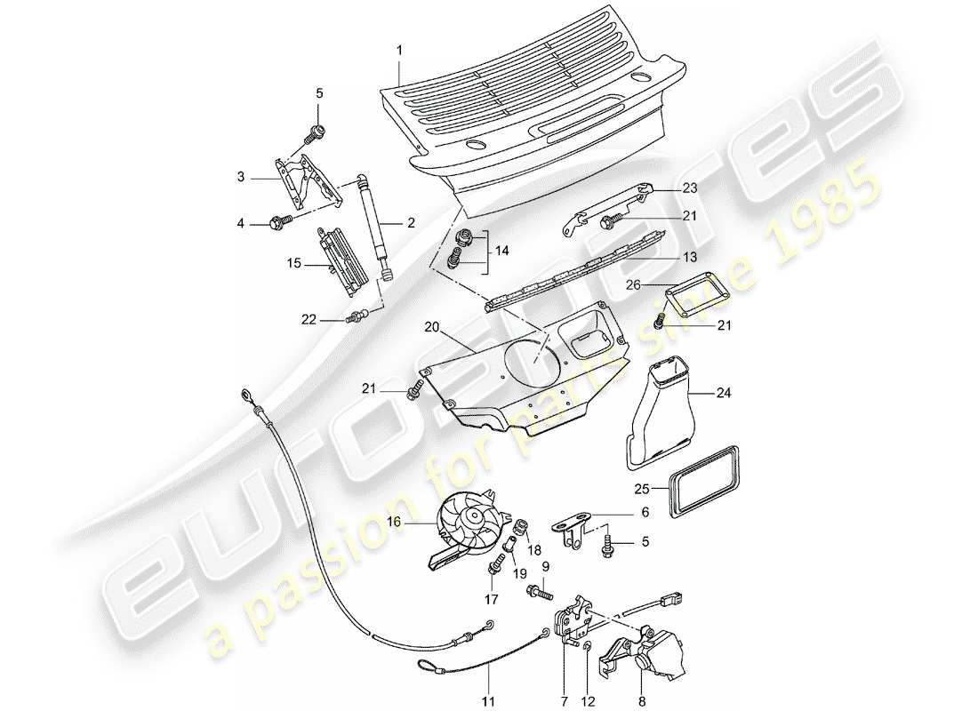 porsche 996 t/gt2 (2001) cover parts diagram