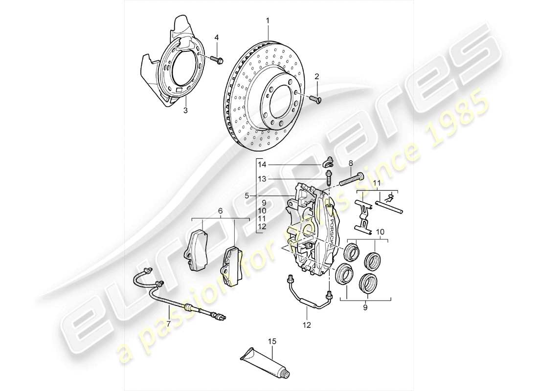 porsche cayman 987 (2008) disc brakes part diagram