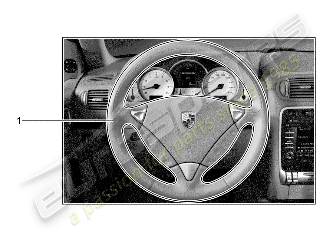 porsche tequipment cayenne (2005) steering wheel part diagram
