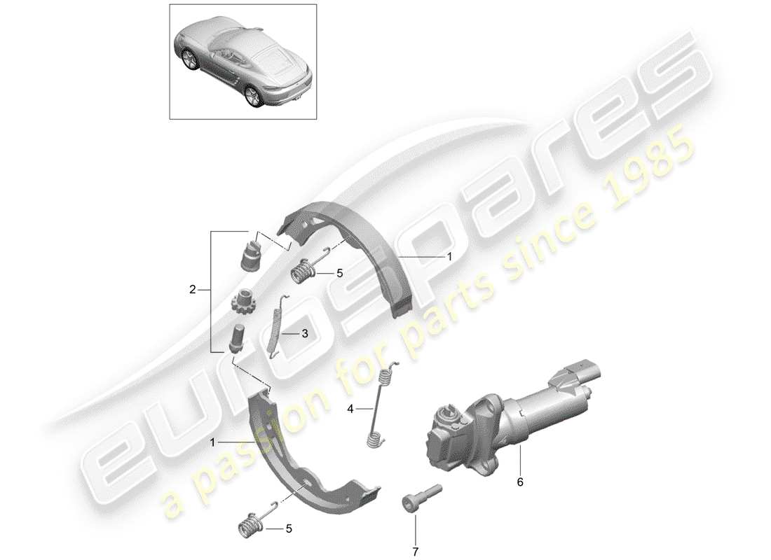 porsche 718 cayman (2020) parking brake part diagram