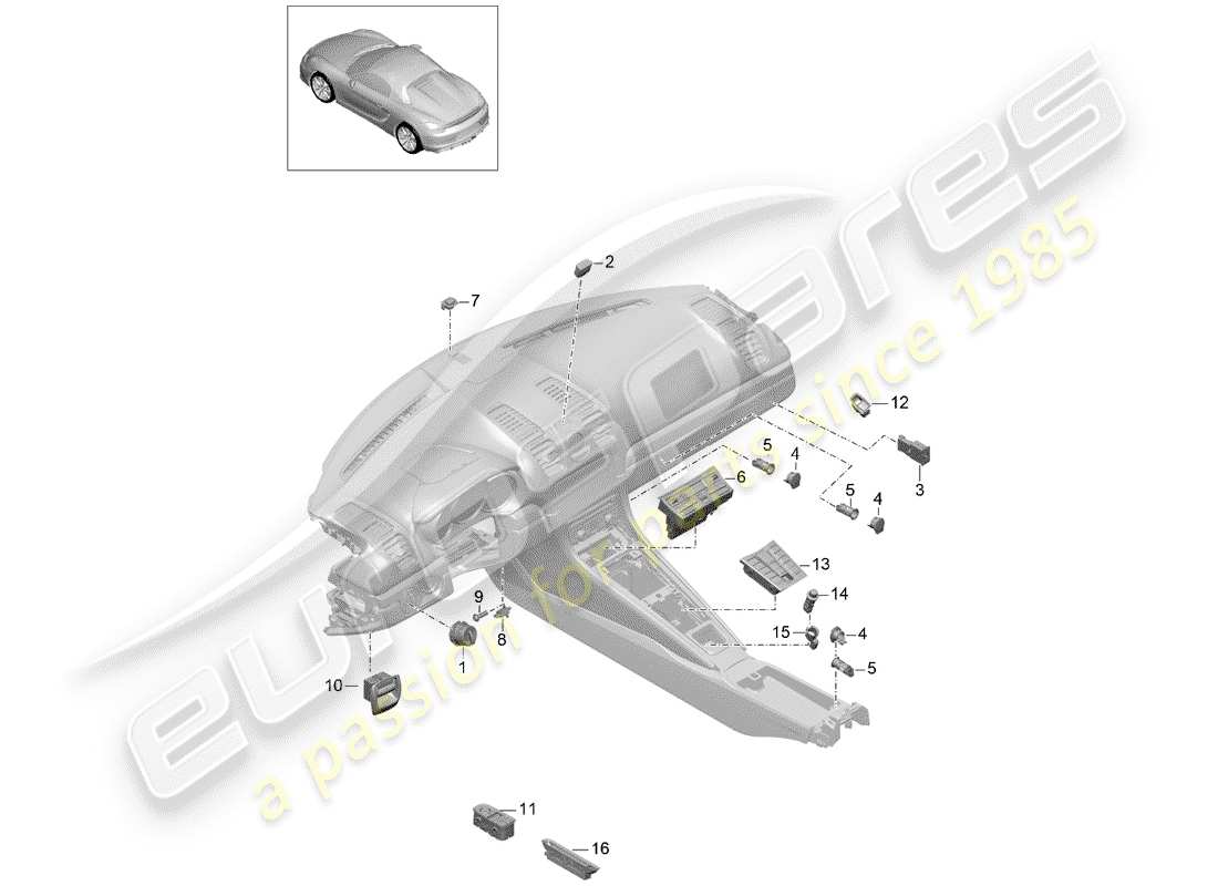 porsche 2016 switch part diagram