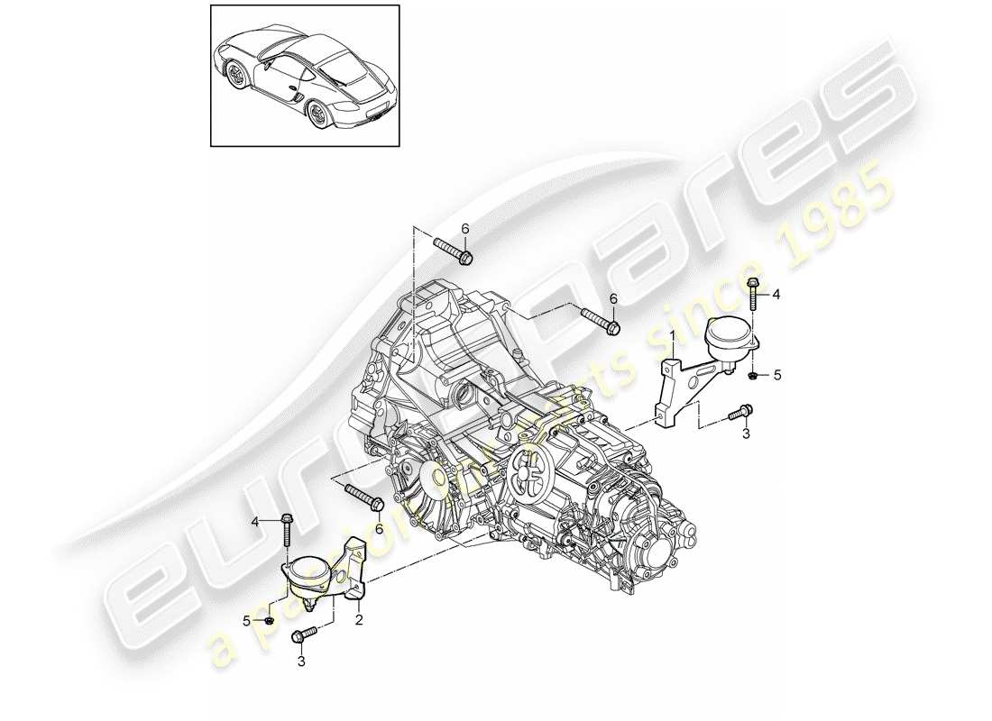 porsche cayman 987 (2012) manual gearbox part diagram