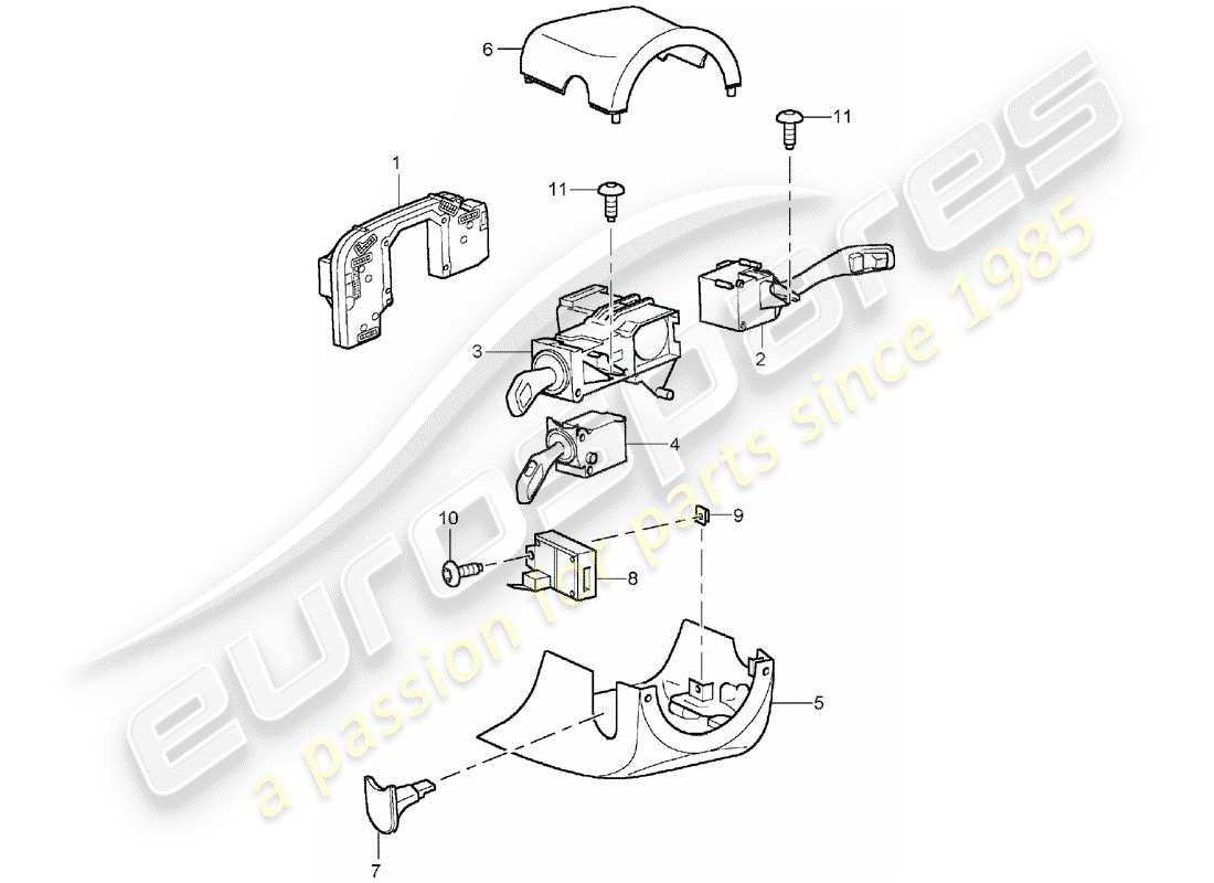 porsche cayenne (2004) steering column switch part diagram