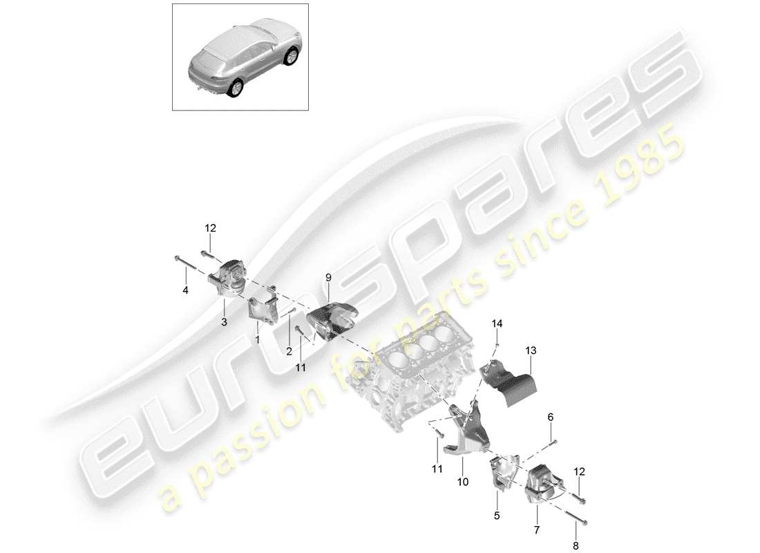 porsche macan (2018) engine lifting tackle part diagram