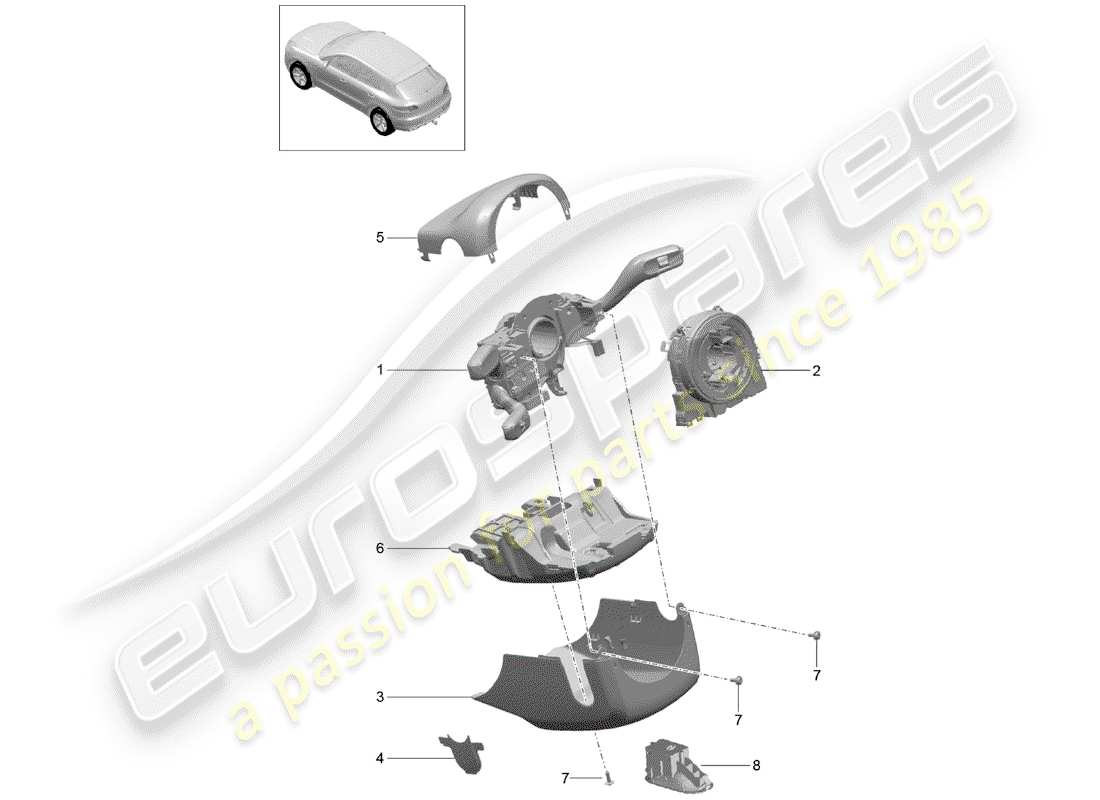 porsche macan (2015) steering column switch parts diagram